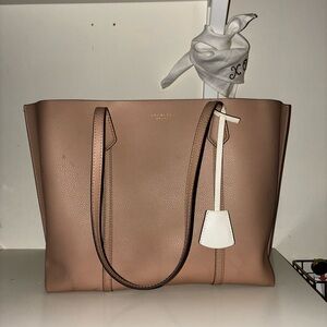 Tory Burch Blush Taupe Leather Perry Tote